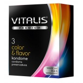 Цветные ароматизированные презервативы VITALIS PREMIUM color   flavor - 3 шт. - Vitalis - купить с доставкой в Подольске