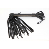 Короткая чёрная плетка из натуральной кожи - БДСМ Арсенал - купить с доставкой в Подольске