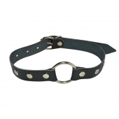 Кляп-кольцо на черных кожаных ремешках - Sitabella - купить с доставкой в Подольске