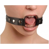 Кляп-кольцо на черных кожаных ремешках - Sitabella - купить с доставкой в Подольске