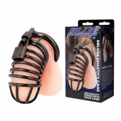 Черная металлическая клетка с замком Deluxe Chastity Cage - BlueLine - купить с доставкой в Подольске