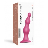 Розовая насадка Strap-On-Me Dildo Plug Beads size L - Strap-on-me - купить с доставкой в Подольске