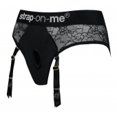 Черные трусики для насадок Diva Lingerie Harness - size S - Strap-on-me - купить с доставкой в Подольске