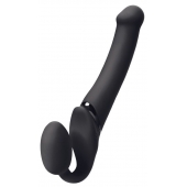 Черный безремневой вибрострапон Silicone Bendable Strap-On - size XL - Strap-on-me - купить с доставкой в Подольске