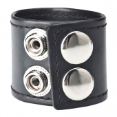 Хомут-утяжка для мошонки из искусственной кожи на клепках SNAP BALL STRETCHER - BlueLine - купить с доставкой в Подольске