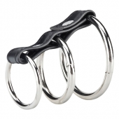 Хомут на пенис из трех металлических колец 3 RING GATES OF HELL - BlueLine - в Подольске купить с доставкой