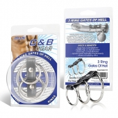 Хомут на пенис из трех металлических колец 3 RING GATES OF HELL - BlueLine - в Подольске купить с доставкой