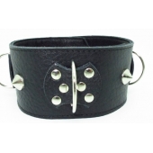 Черный кожаный ошейник с короткими шипами - БДСМ Арсенал - купить с доставкой в Подольске