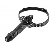 Черный кляп-фаллоимитатор Double Penis Gag - Fetish Tentation - купить с доставкой в Подольске