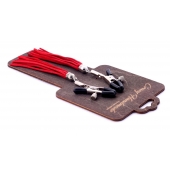 Металлические зажимы на соски с красными замшевыми кисточками - Crazy Handmade - купить с доставкой в Подольске