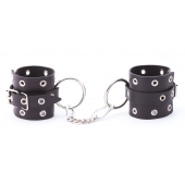 Черные кожаные наручники с люверсами - Crazy Handmade - купить с доставкой в Подольске