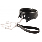 Черный ошейник-воротничок с металлическим поводком - Crazy Handmade - купить с доставкой в Подольске