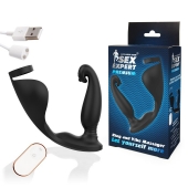 Черный анальный вибромассажёр с эрекционным кольцом и подхватом для мошонки - 12,8 см. - Sex Expert - в Подольске купить с доставкой