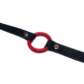 Красный кляп-кольцо на черных кожаных ремешках - БДСМ Арсенал - купить с доставкой в Подольске