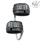 Черные кожаные оковы на цепочке с карабинами - Notabu - купить с доставкой в Подольске