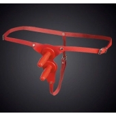 Красные кожаные универсальные трусики с двумя  штырьками для насадок - Sitabella - купить с доставкой в Подольске