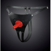 Чёрные кожаные универсальные трусики со штырьком для насадок - Sitabella - купить с доставкой в Подольске