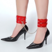 Кожаные красные оковы с цепочкой - Sitabella - купить с доставкой в Подольске