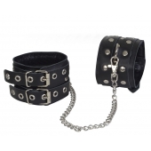 Чёрные кожаные оковы, соединенные цепочкой - Sitabella - купить с доставкой в Подольске