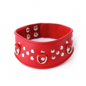 Кожаный красный ошейник с велюровой подкладкой - Sitabella - купить с доставкой в Подольске
