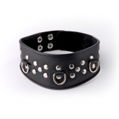 Кожаный черный ошейник с велюровой подкладкой - Sitabella - купить с доставкой в Подольске