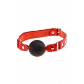 Чёрный кляп-шар с красным ремешком - Sitabella - купить с доставкой в Подольске