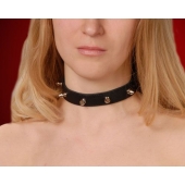 Узкий чёрный ошейник с шипами - Sitabella - купить с доставкой в Подольске