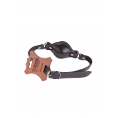 Чёрный кожаный кляп на регулируемых ремешках - Sitabella - купить с доставкой в Подольске