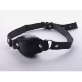 Чёрный кожаный кляп на регулируемых ремешках - Sitabella - купить с доставкой в Подольске