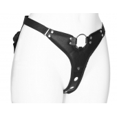 Черный женский пояс с вагинальной пробкой - LOVETOY (А-Полимер) - купить с доставкой в Подольске