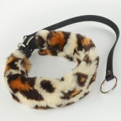 Леопардовый меховой ошейник с кожаным поводком - Sitabella - купить с доставкой в Подольске