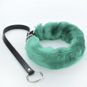 Зеленый меховой ошейник с кожаным поводком - Sitabella - купить с доставкой в Подольске