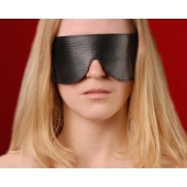 Чёрная широкая кожаная маска на глаза - Sitabella - купить с доставкой в Подольске