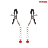 Серебристые зажимы на соски с шариками на цепочках - Notabu - купить с доставкой в Подольске