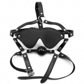 Черная маска-шоры с регулируемыми ремешками и кляпом-шариком - Notabu - купить с доставкой в Подольске