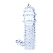 Прозрачная насадка на пенис с шипами и стимулятором клитора - 14,2 см. - Baile - в Подольске купить с доставкой