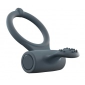 Серое перезаряжаемое эрекционное кольцо с вибрацией Power Clit - Dorcel - в Подольске купить с доставкой