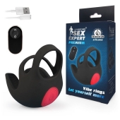 Черная вибронасадка на пенис и мошонку Sex Expert - Sex Expert - в Подольске купить с доставкой