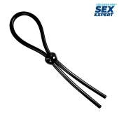 Черное силиконовое лассо с шариком для утяжки - Sex Expert - в Подольске купить с доставкой
