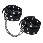 Черные кожаные однослойные оковы с люверсами - Pecado - купить с доставкой в Подольске