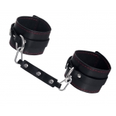 Черные кожаные однослойные оковы с контрастной строчкой - Pecado - купить с доставкой в Подольске