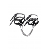 Черные однослойные кожаные оковы из двух ремешков - Pecado - купить с доставкой в Подольске