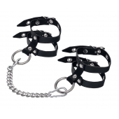 Черные однослойные кожаные оковы из двух ремешков - Pecado - купить с доставкой в Подольске