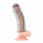 Текстурированная насадка на пенис Clear Textured Penis Enhancing Sleeve Extension - 16,5 см. - BlueLine - в Подольске купить с доставкой