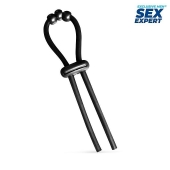 Черное эрекционное кольцо со стимулирующими бусинами - Sex Expert - в Подольске купить с доставкой