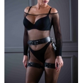 Кожаный пояс с гартерами Sex Game - БДСМ Арсенал - купить с доставкой в Подольске