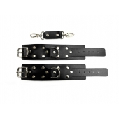 Черные кожаные наручники Sex Game - БДСМ Арсенал - купить с доставкой в Подольске