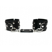 Черные кожаные наручники Sex Game - БДСМ Арсенал - купить с доставкой в Подольске