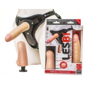 Телесный страпон Harness LESBI с вагинальной пробкой - 16,5 см. - LOVETOY (А-Полимер) - купить с доставкой в Подольске