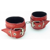 Красные кожаные наручники - БДСМ Арсенал - купить с доставкой в Подольске
